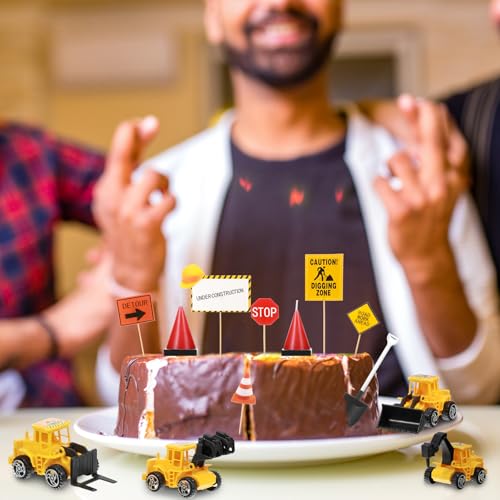 Sratte 40 Pcs Construction Cake Toppers Vehicles Cake Decoration Set Includes 6 Construction Truck Cake Toppers thumb #6