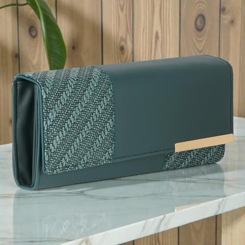 Image of Wallet for Women Girls Stylish Floral Faux Leather with Phone Space Coin Compartment Mobile Storage 4 Card Slots Holder Cash Zip Pockets Hand Clutch for Daily Use Ladies Long Purse (Green)