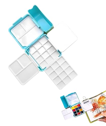 Image of 1 Piece Mini Painting Palette,Foldable, Easy to Carry,Compact Watercolor Palette for Artists, Portable Painting Supplies with Mixing Wells