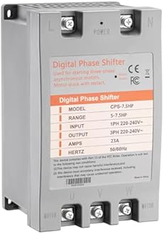 Single Phase to 3 Phase Converter，7.5HP 220V 3 Phase Converter，220V-240V Input/Output Digital Phase Shift for 7.5HP Motor