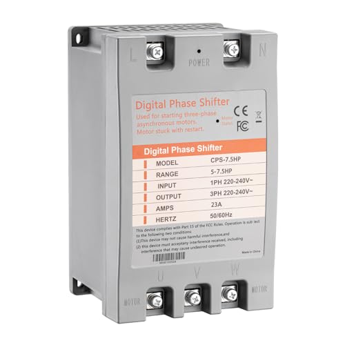 Single Phase to 3 Phase Converter，7.5HP 220V 3 Phase Converter，220V-240V Input/Output Digital Phase Shift for 7.5HP Motor