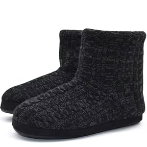 KuaiLu Zapatillas Casa Bota Hombre Invierno Calientes Interior Peluche Lana Cerradas Pantuflas Espuma de Memoria Comodas Antideslizante Interior Botines