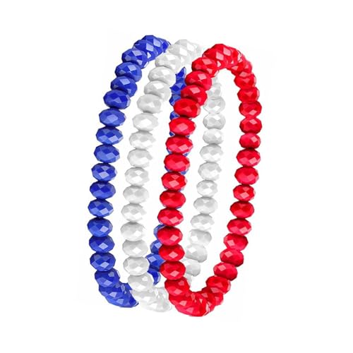 Bracelets perles bohèmes tendance rouge blanc bleu chaîne à main événement spécial 4 juillet