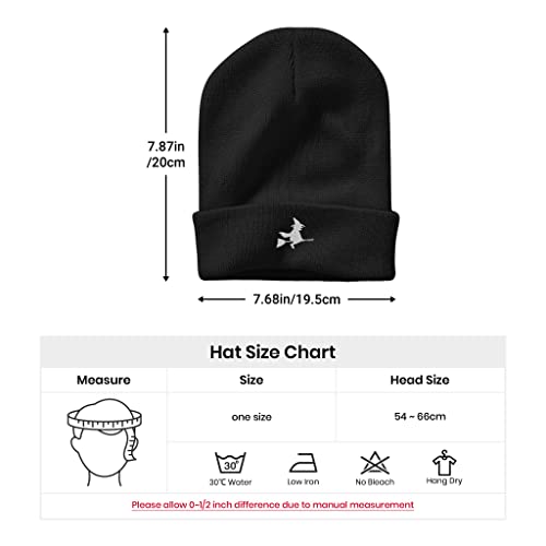 Image of Embroidery Goth Beanie Knit Hats for Men & Women, Embroidery Winter Hats Skull Cap