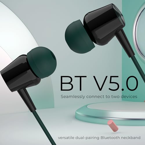 Image of AROMA NB119 Giga Neckband Bluetooth | Upto 60Hrs Playtime, Dual Pairing, Fast Charging, Heavy Bass