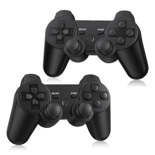PS3 Controller Wireless 2 Pack, with 2 Charging Cables, Compatible with Playstation 3 - Black