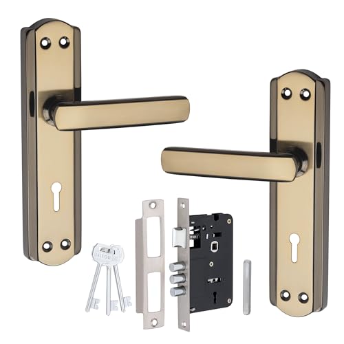 Image of Milton Iron Mortise Lock Set 7 Inch, MHI-606 Black Gold