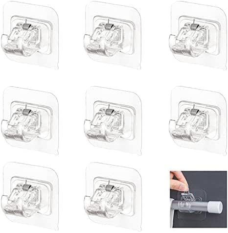 Self Adhesive Curtain Rod Brackets, 8Pcs No Drill Curtain Rod Holders,Adhesive Curtain Rod Hooks for Bathroom Kitchen
