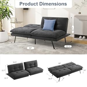 Muuegm68futonsofabedmemoryfoamcouchesforlivingroomfutoncouchwithadjustablebackrestsofasleepersofabedcouchcouchbedforapartmentstudioandoffice Urban Country Home Decor Muuegm 68 futon sofa bedmemory foam couches for living room futon couch with adjustable backrest sofa sleeper sofa bed couch couch bed for apartment studio and office urban country home decor