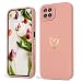 Produktbild Hülle für Samsung Galaxy A22 5G, Chic Fashion Gold Love-Heart Poker Pattern Design Weiches Flüssiges Silikon Stilvolle Stoßfeste Schutzhülle mit All-Inclusive-Linse Handyhülle Salmon Rosa