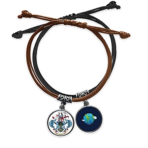 Pulsera de Seychelles con emblema nacional y cuerda de cuero hecha a mano