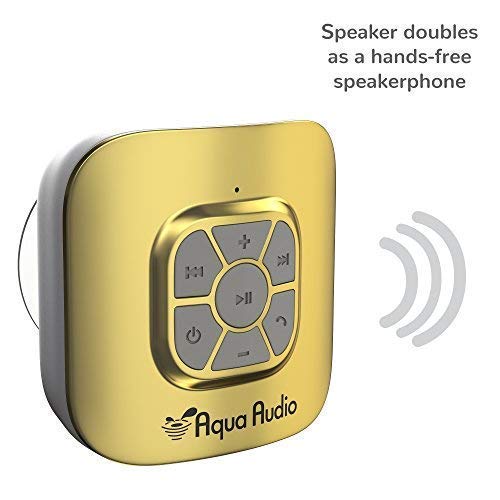 Gideon Portable Waterproof Bluetooth Speaker with Suction Cup - 10 Hours Playtime/Built-in Mic (Gold) - Thumbnail 5