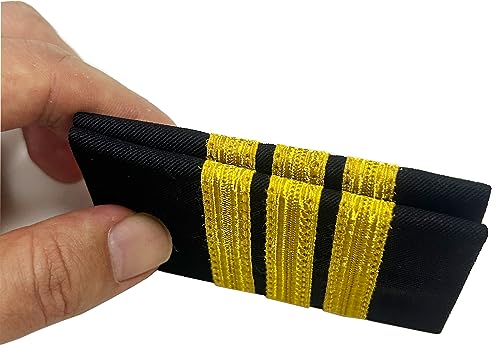 TAIKMD 1 Pair Airlines Pilot Uniform Epaulets Captain Aviators Shirts Epaulettes Sliders Officer Shoulder Boards Badge with Gold Stripes One/Two/Three/Four Bar (Three Bar)