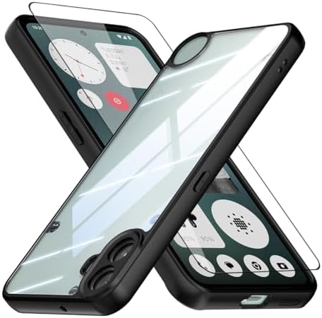 QUIETIP Case for CMF Phone 1 5G with Screen Protector,Clear Shockproof Protective Cover,Black
