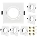 KYOTECH Cornice Faretto Incasso GU10 Orientabile Portafaretto da Incasso Bianco,Per GU10, alogeno e MR16, Faretti led da incasso per cartongesso incl. portalampada GU10,Set da 6 (Quadrata)