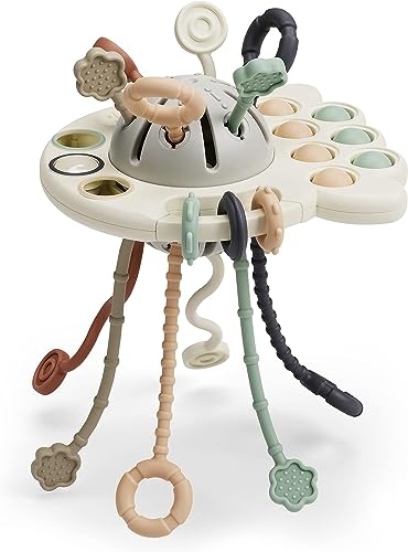 image for GOPO TOYS Baby Airplane Toys – Montessori Silicone Pull String Fidge