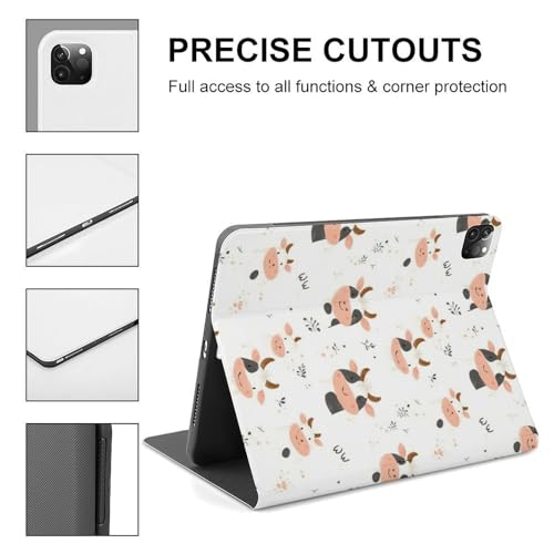 Coque iPad Pro 11 fine à imprimé vache mignon avec support pliable complet - 3