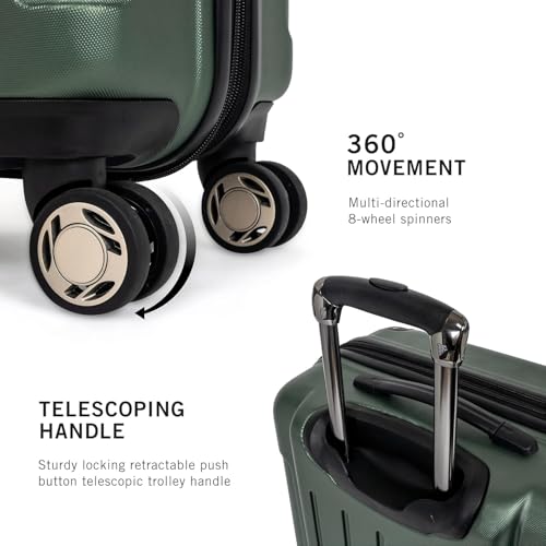 Image of Kenneth Cole Reaction Plastic Renegade 3-Piece Lightweight Hardside Expandable 8-Wheel Spinner Suitcase Travel Luggage Set, Cilantro, (20 inch /24 inch /28 inch), Green
