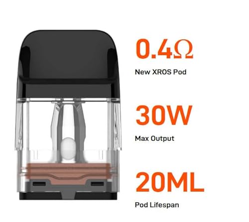 Vaporly UK Xros Pro 0.4 ohm MESH Pods for Vaporesso XROS PRO ONLY Series Mesh Pod Replacements 2ml 4 Pack (0.4 Ohm (30W), Clear
