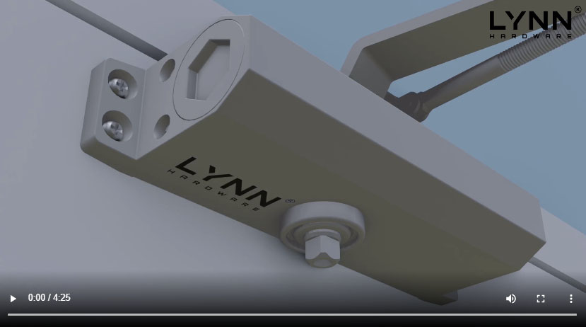 LYNN HARDWARE Medium Duty Automatic Door Closer (Silver) - Highly Durable Cast Aluminum, Commercial or Home Use, Adjustable Speed Controls, 3 Mounting Options, 3 Hour Fire Rated (DC6003 Model)