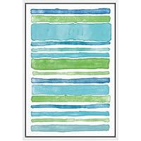 SIGNWIN Framed Canvas Wall Art Green, Blue and Teal Lines Color Block Pattern Geometric Shapes Watercolor Minimalism Modern Colorful for Living Room, Bedroom, Office - 16