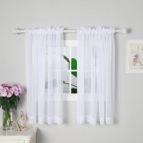 Dulcidee White Sheer Curtains 59 X 45 Inch Length 2 Panels Set - Lightweight And Light Filtering Elegant Rod Pocket Window Sheer Curtains For Bedroom Living Room Dining Room #TOP15