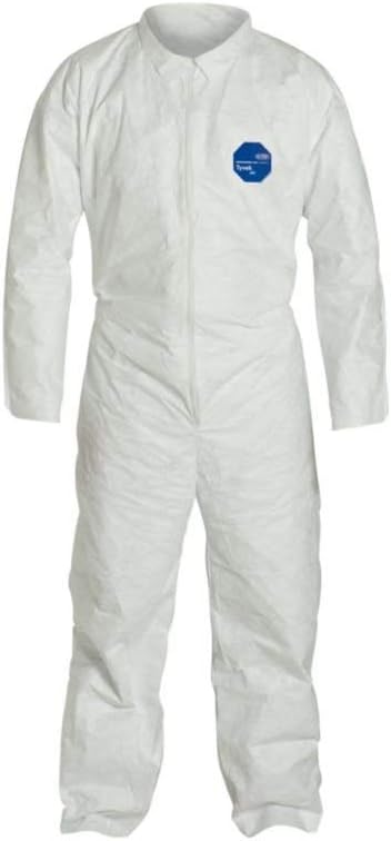 Dupont Safespec TY120S WH White Medium Tyvek Chemical-Resistant Coveralls - Fits 25 in Chest - 28 1/2 in Inseam - Elastic Waist, Open Ankles, Open Wrists - TY120SWHMD002500 [PRICE is per PAIR]
