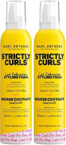 Marc Anthony Curl Enhancing Styling Foam, Extra Hold | Vitamin E & Silk Proteins | Anti-Frizz | Mousse | Pack of 2