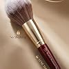 LUXE THEORY Set de 15 brochas de maquillaje de lujo con porta brochas, brochas profesionales para rostro y ojos, mangos de madera, cerdas sintéticas ultra densas y suaves, color burdeos y dorado 6