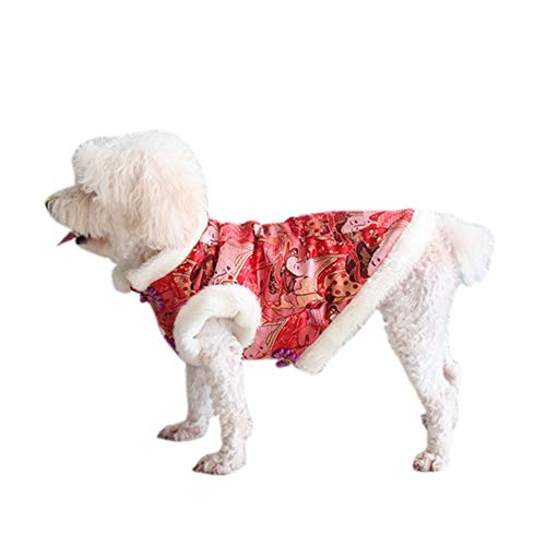 Nacoco Dog Lady Coat Cat Tang Costume Pet Warm Suit New Year Christmas Cotton Vest For Medium Large Dogs Chinese Tang Style(Xl) #TOP3