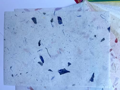 50 Design A4 Natural Fiber Mulberry Tree Mulberry Paper Sheets Art Tissue Washi Paper Design Craft Art Origami Suppliers Card Making Writing Painting 50 Sheets (Mixed Colors Flowers etc.,, A4) - Thumbnail 7