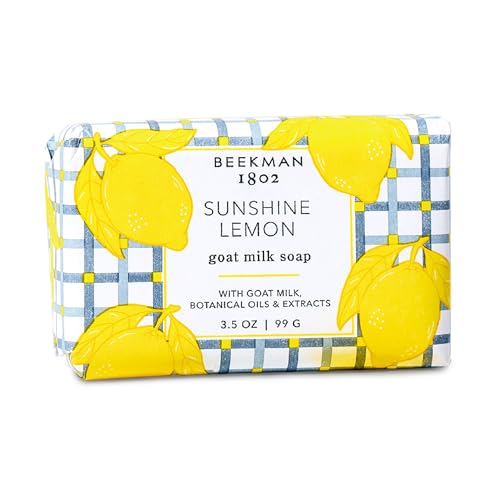 Image of Beekman 1802 Goat Milk Soap - Moisturizing Hand & Body Soap Bar with Shea Butter & Botanical Oils, Triple-Milled, Non-Drying, Made for Sensitive Skin, Sunshine Lemon 3.5 oz