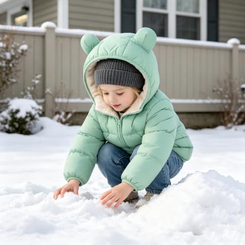 Image of BFUSTYLE Baby Toddler Coats Boys Girls Bear Ear Hooded Puffer Jackets 6M-5T