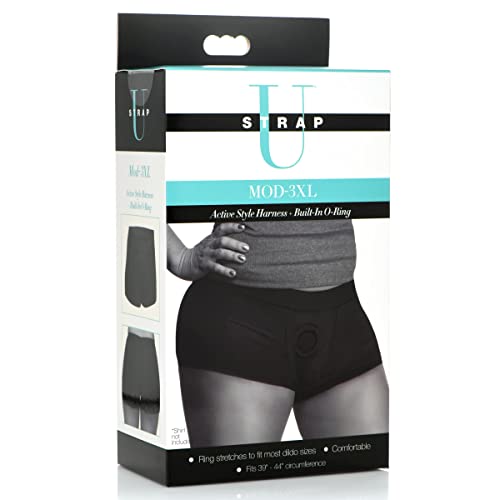 Strap U Mod Active Style Boxer-Brief Strap-On Harness With Built In O-Ring. Pegging Toys For Couples & Sex Adult Women And Men. Cotton Spandex, Machine Washable, Black, Size 3Xl (Ae810-3Xl) #TOP4
