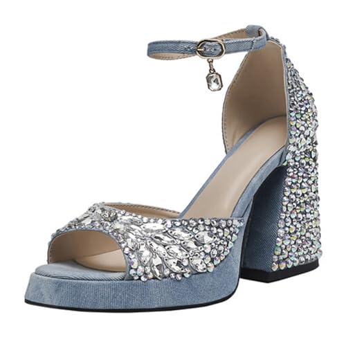 Image of Goolita Womens Open Toe Pearl Platform Heels For Women Chunky Buckle Ankle Strap Wedding Heeled Sandals Dress Evening Bride Bridal Shoes