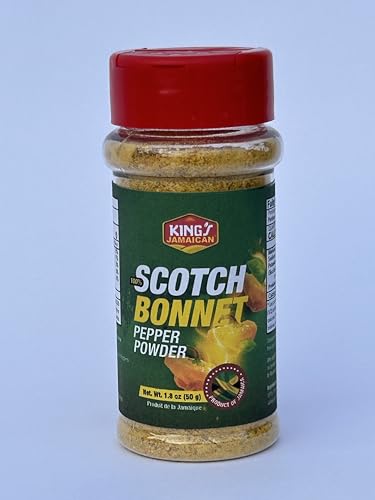 King's Jamaican Scotch Bonnet Pepper Powder – 1.8 oz Jar – Finely Ground Scotch Bonnet Peppers for Seasoning, Cooking, Marinades, and Caribbean Dishes