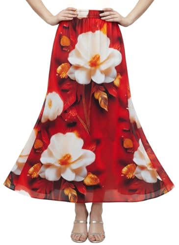 Image of VAGISHA Women's 4-Metre Flared Long Skirt | Skirts for Women Long Length | Long Skirts for Girls | Ethnic & Boho Printed Wear with Elastic Waist | Perfect for Party, Festive & Casual Look