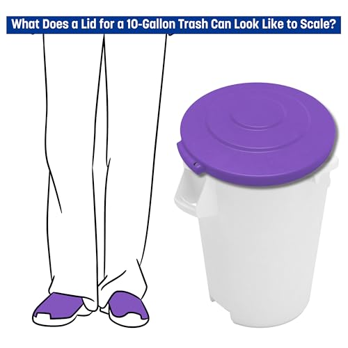 Image of SPARTA Bronco Waste Container Trash Can Lid, Round Trash Bin for Disposal, 10 Gallons, Purple, (Pack of 6)