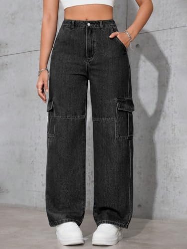 Image of Tagas Women Cargo Jeans | Women,s Cargos-Pants | (Women's) Denim Cargo's Pants || Cargo,s for Woman || Oversized-Jeans for Woman's || Loose Jeans Pant for Woman,s