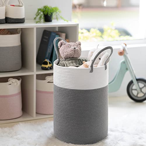 Goodpick Baby Nursery Clothes Hamper, Cute Rope Laundry Basket For Kids Bedroom, Living Room, Tall Laundry Bin For Clothes, Blanket, Towel, Toy, Grey, 15 X 20 Inches, 58L #TOP3