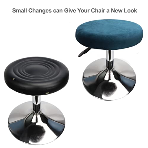 HuaLiSiJi Stool Covers Round 12-15.7 Inch/30-40cm Round Bar Stool Covers, Velvet Luxurious Fabric Stretchable Wrinkle Resistant Washable Dustproof (2, Peacock Blue) by HuaLiSiJi - Used condition - Image 2