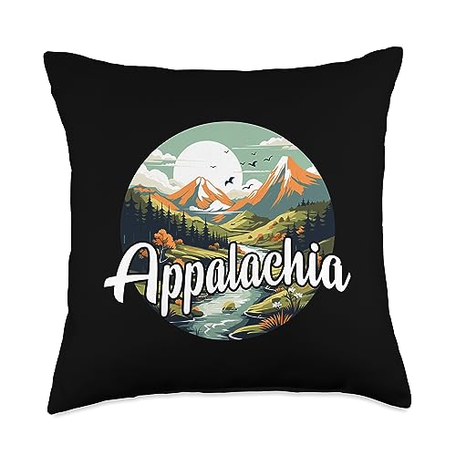 Funny Southern States Slang Gifts Appalachia Landscape West Virginia Appalachian Logo Throw Pillow, 18x18, Multicolor