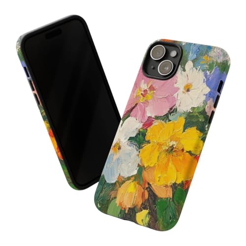 Coque iPhone 15 Plus peinture florale verte finition mate