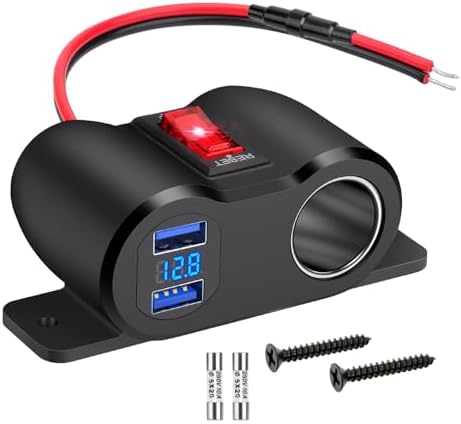 Linkstyle 180W Cigarette Lighter Socket Splitter, Car Charger Outlet with Dual 18W QC3.0 USB A Ports Outlet for 12V/24V Car RV Boat