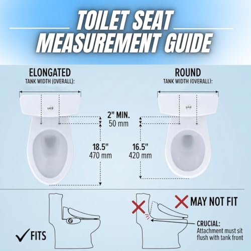 Image of GenieBidet Right Side Bidet Toilet Seat Round - Round Bidet Toilet Seat with Adjustable Self-Cleaning Nozzles, Attachment, T Adapter & Bottle - Non Electric Bidet Seat