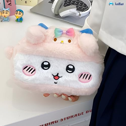 Image of FunBlast Fur Pencil Pouch for Girls - Cute Cartoon Multi-Purpose Zipper Case for School Kids, Cosmetic Pouch for Girls, Travel Organizer Bag, Pouches for School /Office (Pink)