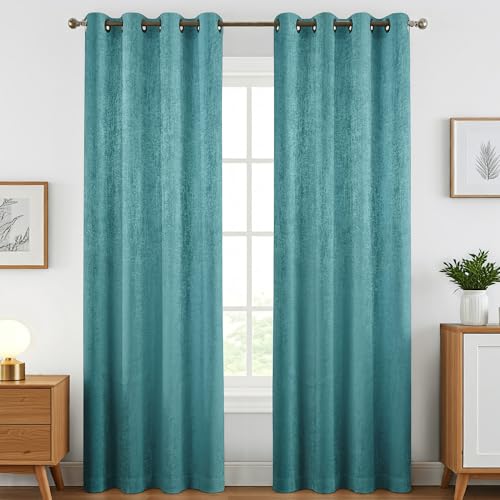 Image of FRESH FROM LOOM Supreme Texture Polyester Padre| Curtains for Home 7 Feet | Semi Black Out 80% Room Darkening Screens (Aqua | 2pc Double Weaved Parda | Eyelet Ring | Window & Door Curtain)