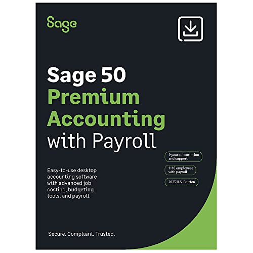 Sage 50 Premium Accounting 2023 U.s. With Payroll 1-User 1-Year Subscription Small Business Accounting Software #TOP6