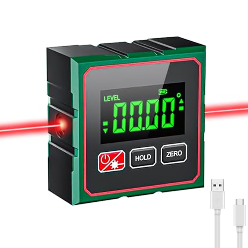 Niveau Electronique,Inclinomètre Numérique avec Écran LCD,Aimant 4 Faces,avec Fonction Laser Base et Magnétique Forte,Niveau Électronique Inclinometre Numérique pour Menuiserie, Construction