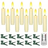 Meigic 4 Inches Clip on Candles for Christmas Trees, Battery Operated Flameless Tree Candles, Flickering LED Candle Lights with Remote Timer for Xmas Tree Halloween Home Decor, 10 Pcs